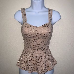 Charlotte Russe- tan beaded top size XS